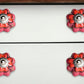 Set of Eight Pink And White Ceramic Drawer Pull Knobs