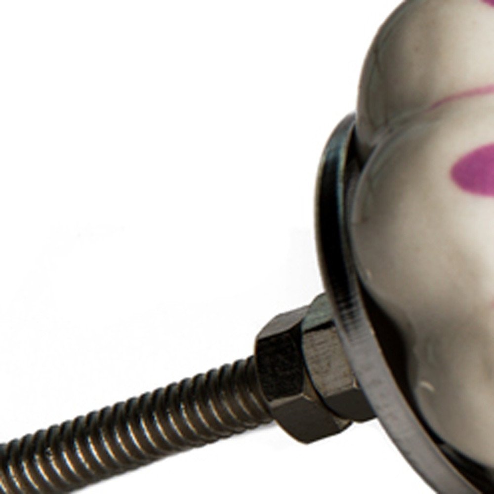 Set of Eight Pink And White Ceramic Drawer Pull Knobs