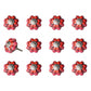 Set of Twelve Red Pink And Green Floral Ceramic Drawer Pull Knobs