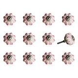 Set of Twelve Pink And Cream Ceramic Drawer Pull Knobs