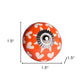 Set of Twelve Orange White And Silver Floral Ceramic Drawer Pull Knobs