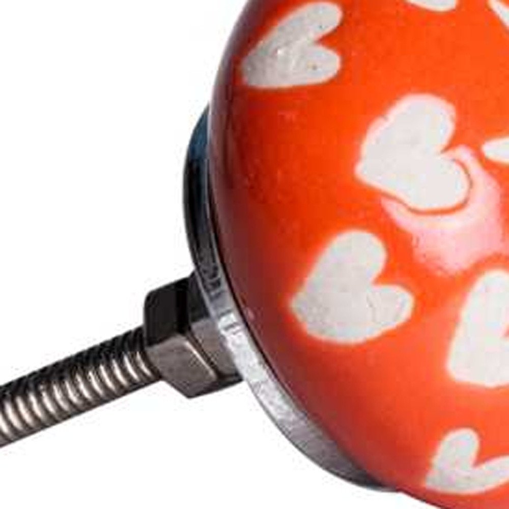 Set of Twelve Orange White And Silver Floral Ceramic Drawer Pull Knobs