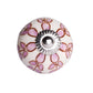 Set of Twelve Pink White And Burgundy Floral Ceramic Drawer Pull Knobs