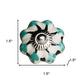 Set of Twelve Green Silver And White Geometric Ceramic Drawer Pull Knobs
