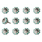 Set of Twelve Green Silver And White Geometric Ceramic Drawer Pull Knobs