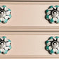 Set of Twelve Green Silver And White Geometric Ceramic Drawer Pull Knobs