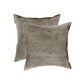 Set of Two 18" Gray Cowhide Throw Pillows