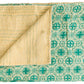 50" X 70" Green and Ivory Kantha Cotton Geometric Throw Blanket with Embroidery