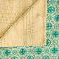50" X 70" Green and Ivory Kantha Cotton Geometric Throw Blanket with Embroidery