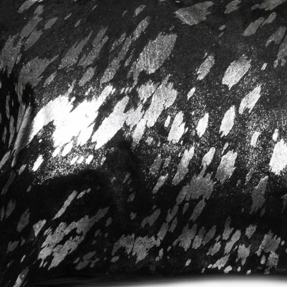 12" X 20" Gray Cowhide Throw Pillow