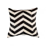 18" Black and Off White Cowhide Throw Pillow