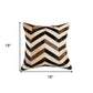 18" Brown Black and White Chevron Cowhide Throw Pillow