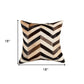 18" Brown Black and White Chevron Cowhide Throw Pillow