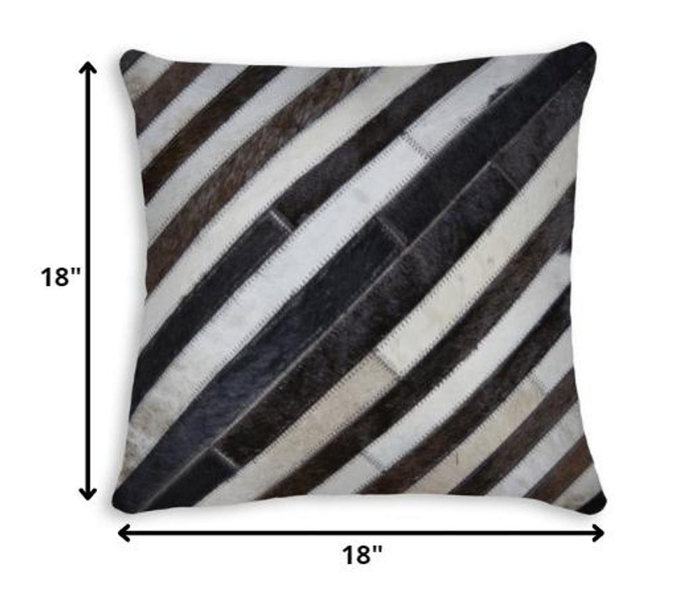 18" X 18" X 5" Fabulous Chocolate And Torino Kobe Cowhide  Pillow