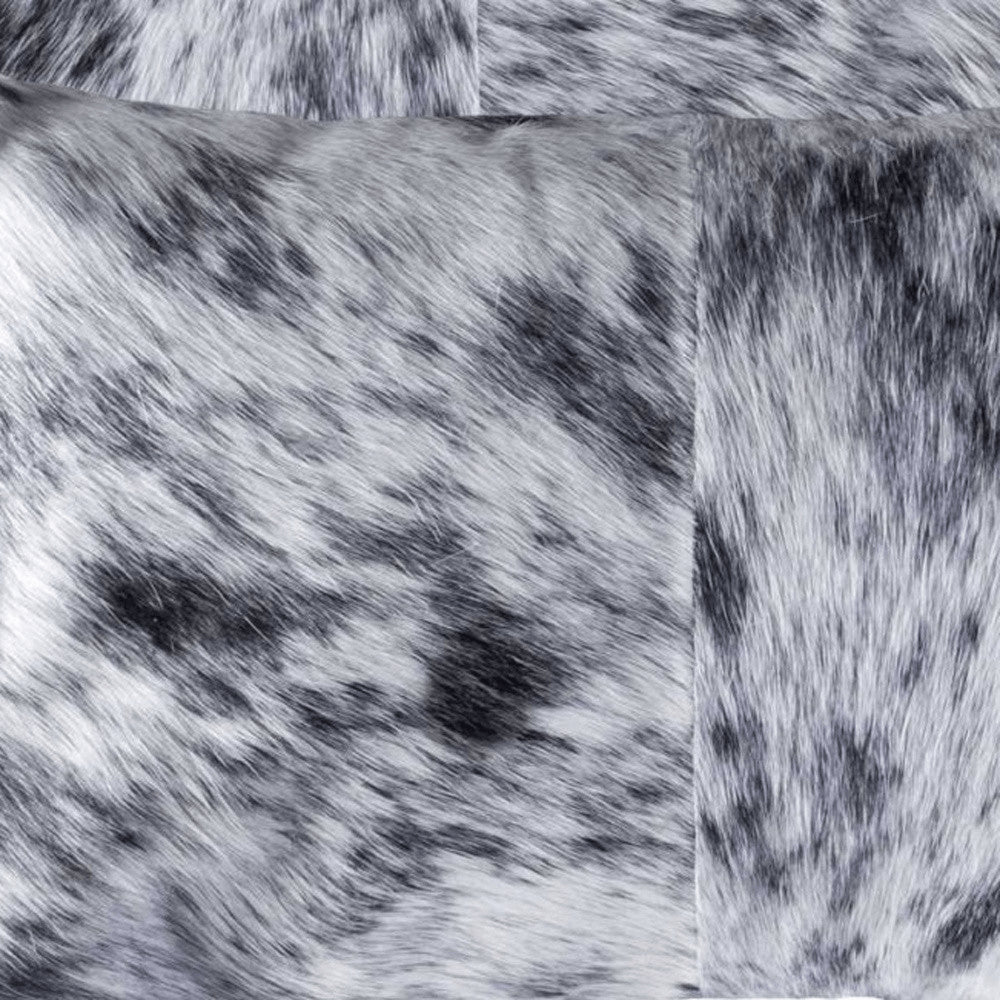 Set of Two 12" X 20" Black Cowhide Throw Pillows