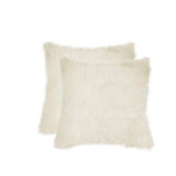 Set of Two 18" Natural Sheepskin Throw Pillows