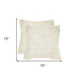 Set of Two 18" Natural Sheepskin Throw Pillows