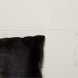 Set of Two 18" Black Cowhide Throw Pillows
