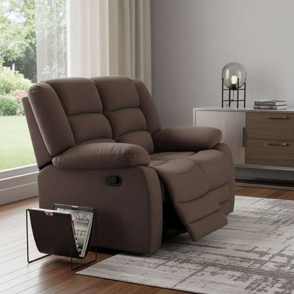 40" Contemporary Brown Fabric Sofa