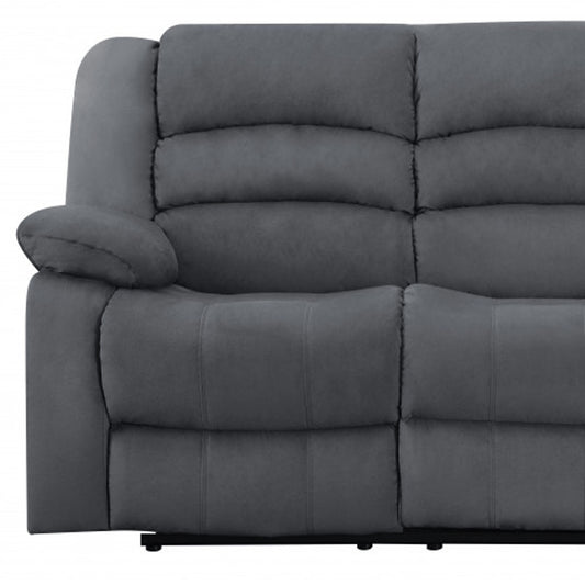 81" Gray Microsuede Manual Gliding Recliner