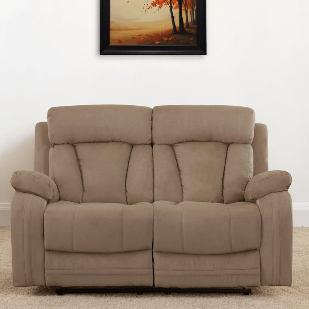 63" Beige Leather Match Recliner