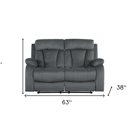 40" Modern Grey Fabric Loveseat