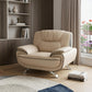 47" Beige And Silver Leather Match Club Chair