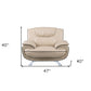 47" Beige And Silver Leather Match Club Chair