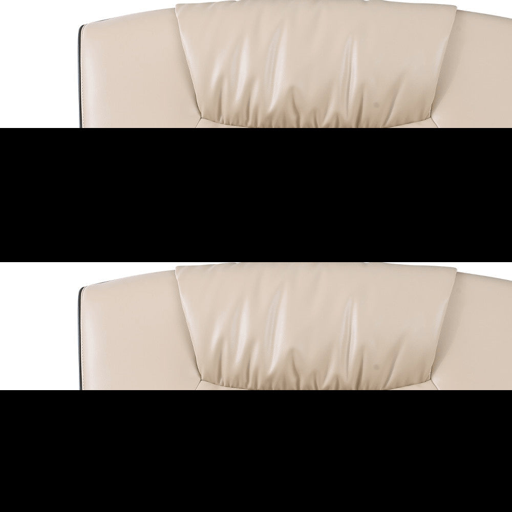 47" Beige And Silver Leather Match Club Chair