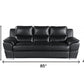 85" Black Leather Sofa With Silver Legs