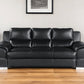85" Black Leather Sofa With Silver Legs