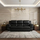 85" Black Leather Sofa With Silver Legs