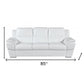 85" White Leather Sofa With Silver Legs
