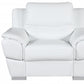 48" White And Silver Leather Match Club Chair