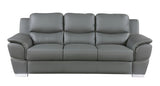 85" Gray Leather Sofa With Silver Legs