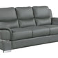 85" Gray Leather Sofa With Silver Legs