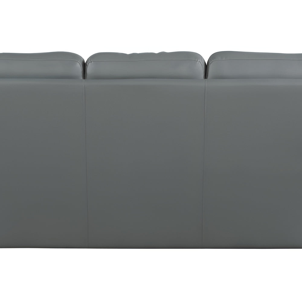 85" Gray Leather Sofa With Silver Legs
