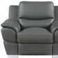48" Gray And Silver Leather Match Club Chair