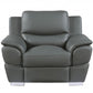 48" Gray And Silver Leather Match Club Chair