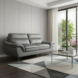 49" Gray And Silver Leather Match Convertible Chair