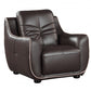 Leather Match Solid Color Flared Arms Club Chair Brown Legs
