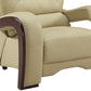 39" Beige and Brown Leather Arm Chair