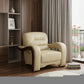 39" Beige and Brown Leather Arm Chair