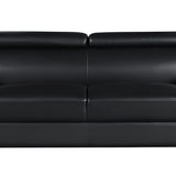 86" Black Leather Sofa With Silver Legs