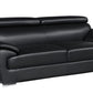 86" Black Leather Sofa With Silver Legs
