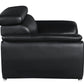 86" Black Leather Sofa With Silver Legs