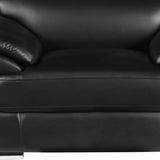 38" Black And White Genuine Leather Chair and a Half