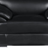 38" Black And White Genuine Leather Chair and a Half