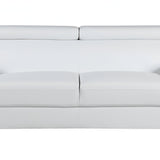 86" White Leather Sofa With Silver Legs