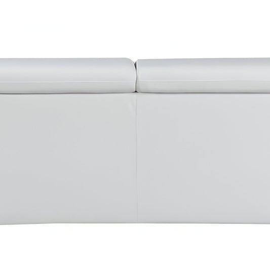 86" White Leather Sofa With Silver Legs